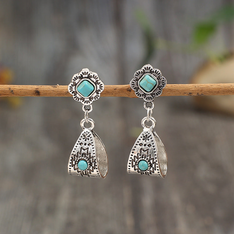 Wholesale Bohemian retro geometric flower alloy earrings