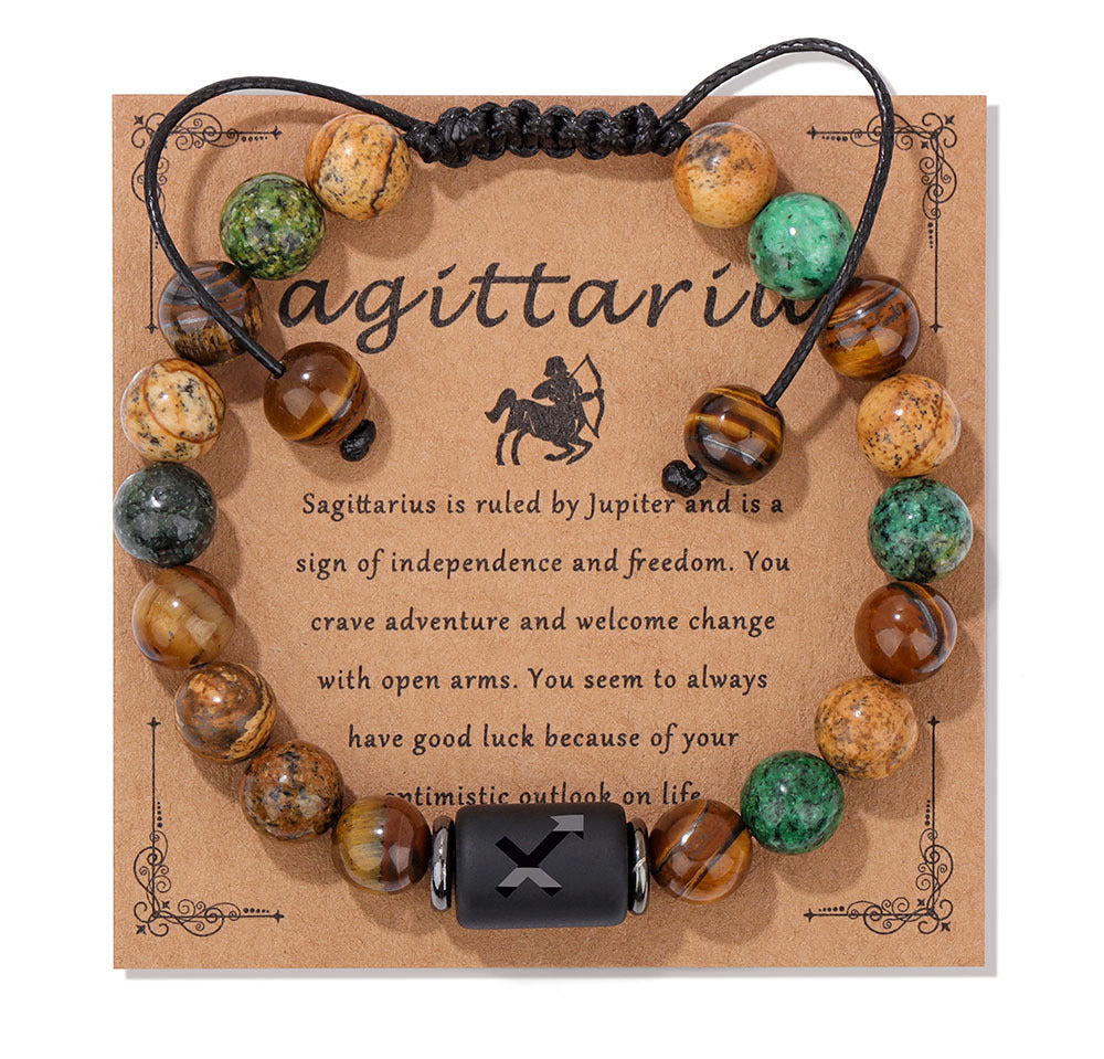 Wholesale Twelve Zodiac Woven Natural Picture Stone Bracelet ACC-BT-YinYi002