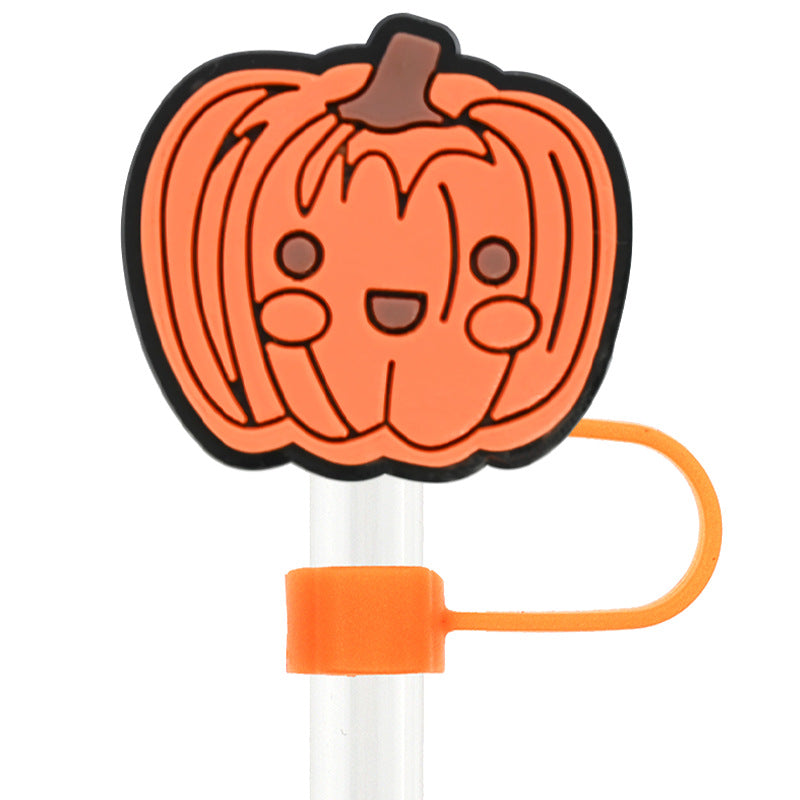 Wholesale Random 100pcs Thanksgiving 10mm PVC Soft Straw Tube Cap ACC-SCR-RYY103