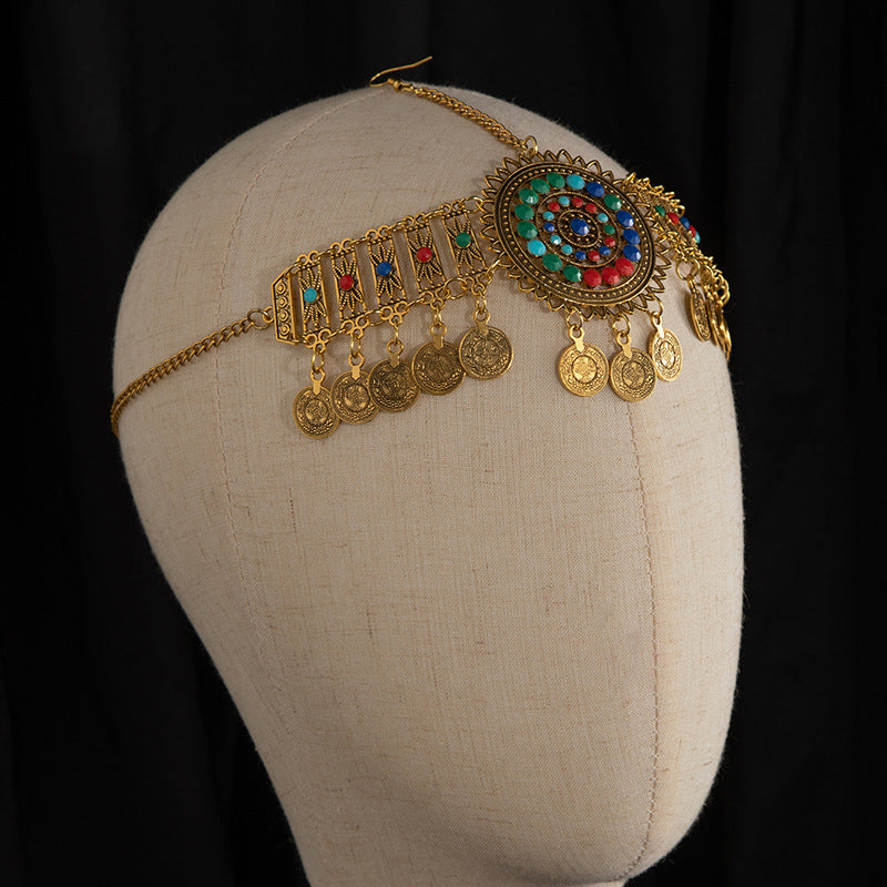 Wholesale Bohemian Alloy Forehead Chain with Tassel for Travel Photo Boutique Resale Jewelry Accessory