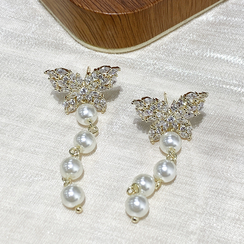 Wholesale S925 silver pin  butterfly earrings