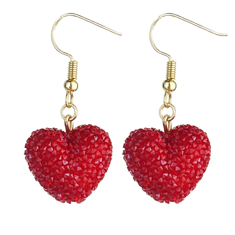 Wholesale 2 Pairs/pack Valentine's Day Love Three-Dimensional Resin Diamond Earrings ACC-ES-HY203