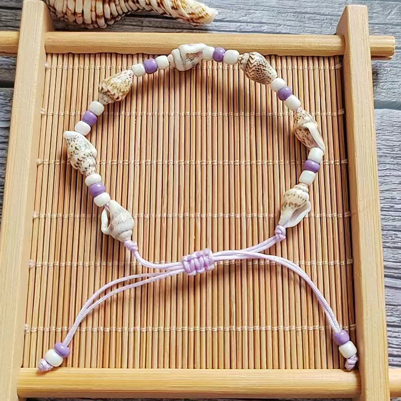 Wholesale Rice Beads Natural Shell Conch Hand Braided Bracelet Rope Beaded Bracelets ACC-BT-Youl003