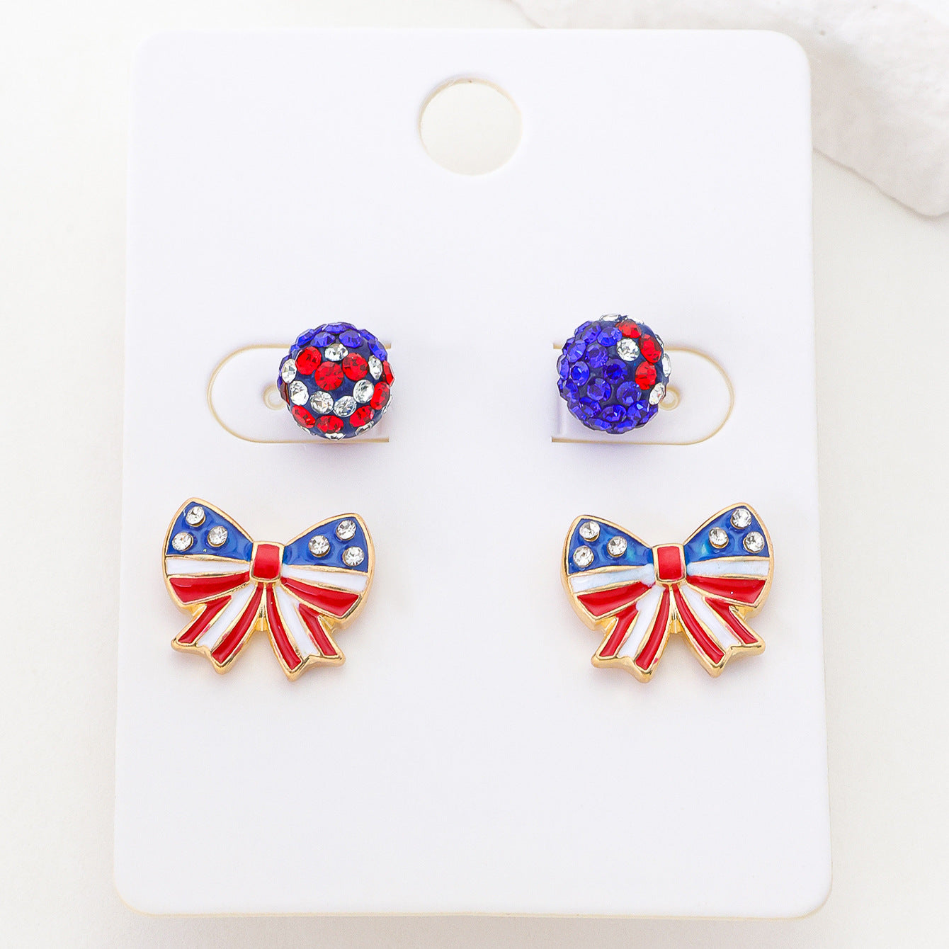 Wholesale American Star and Stripe Retro Oil-Drip Earrings Fashion Accessory Gift for Women