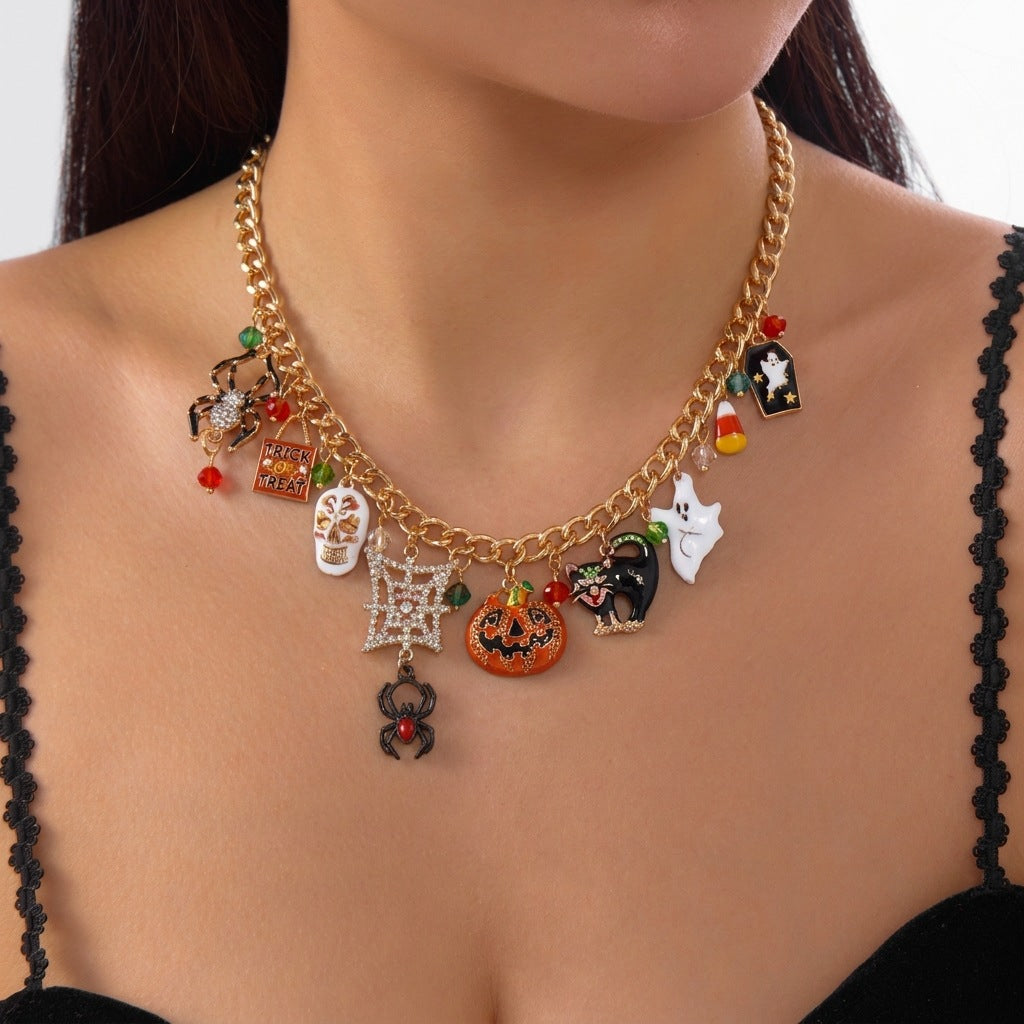 Wholesale  Pumpkin Ghost  Charm Pendant Necklace Party Fashion Accessory