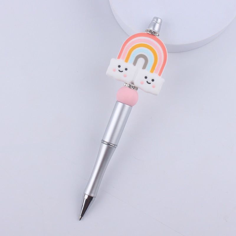 Wholesale beaded pen creative cartoon rainbow cloud silicone beaded pen  ballpoint pen