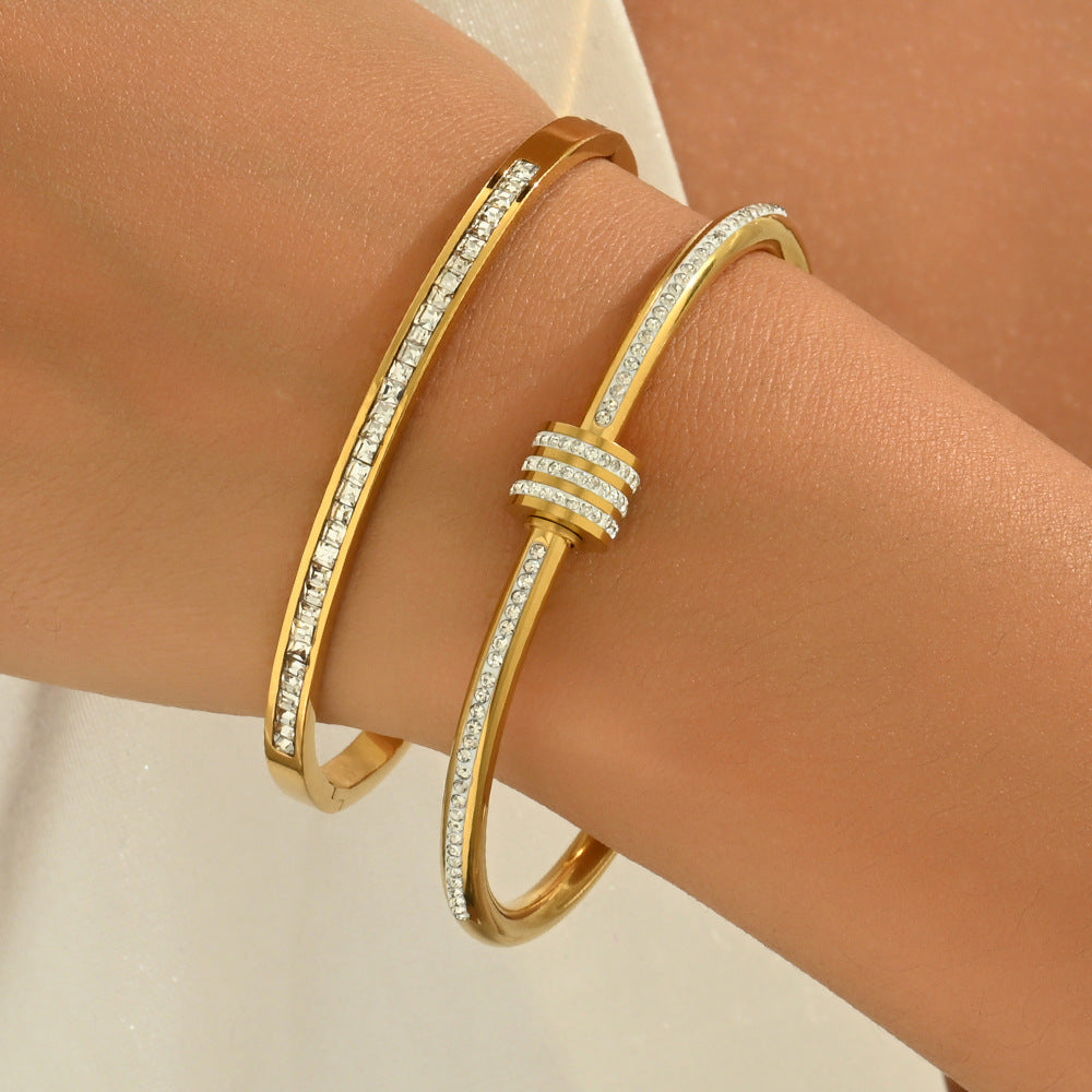 Wholesale Electroplated Titanium Steel 2 Piece Bracelet Set