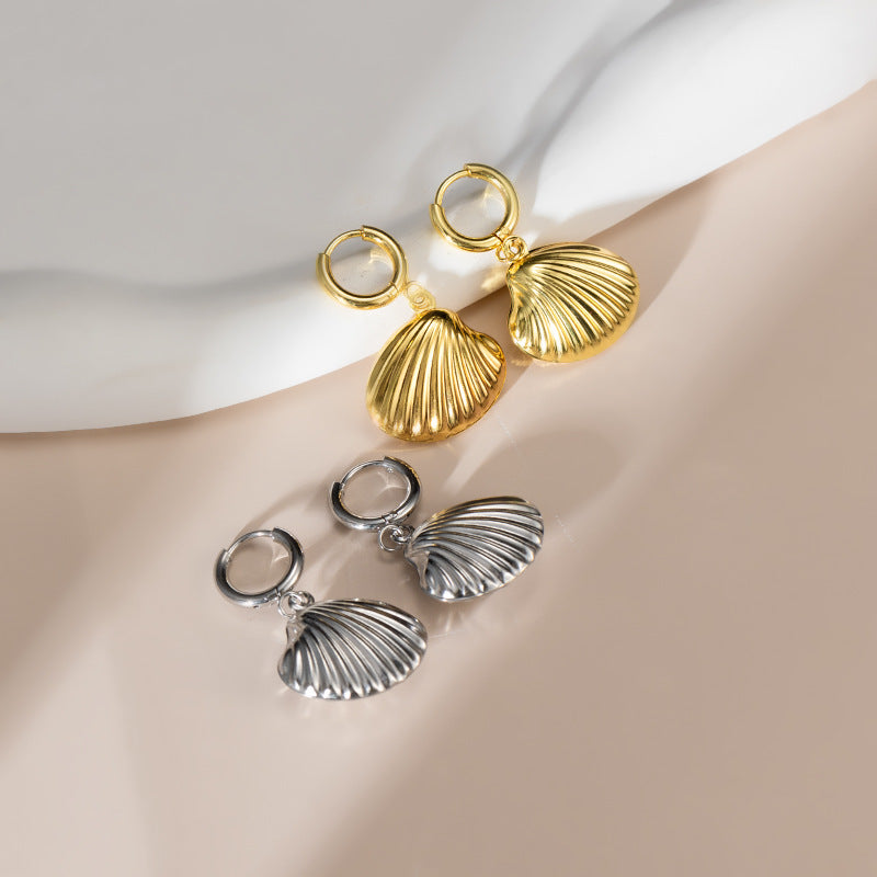 Wholesale Electroplated Stainless Steel Shell Earrings - Boutique Resale Jewelry