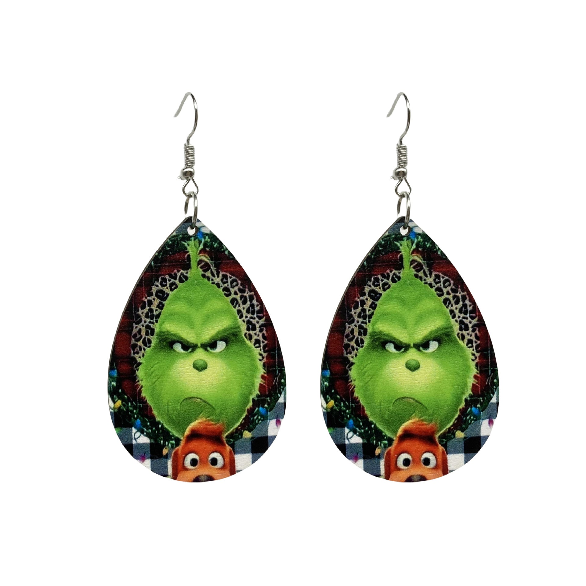 Wholesale Christmas Wood Christmas Tree Long Earrings ACC-ES-FX065