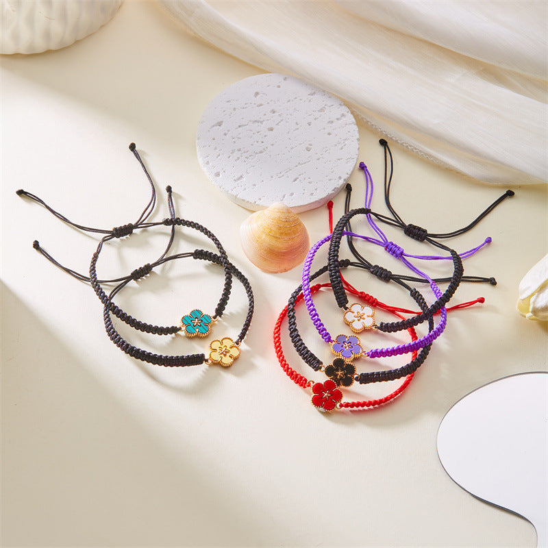 Wholesale Alloy Five-petal Flower Hand-woven Bracelet ACC-BT-FanYou003