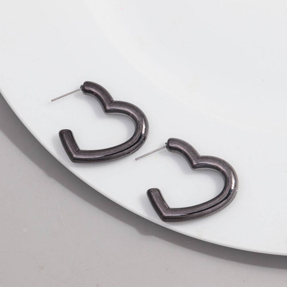 Wholesale Electroplating colorful peach heart acrylic earrings