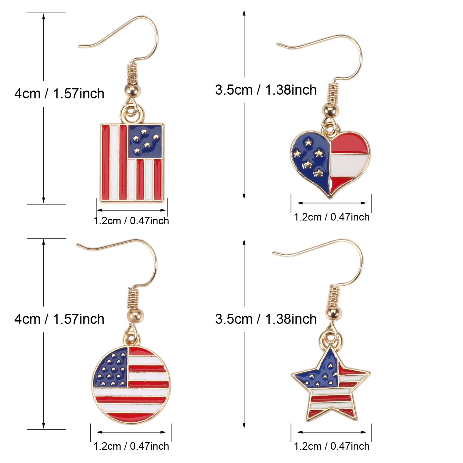 Wholesale American Flag Pattern Independence Day Earrings Five-pointed Star Red White and Blue Jewelry ACC-ES-XinY001