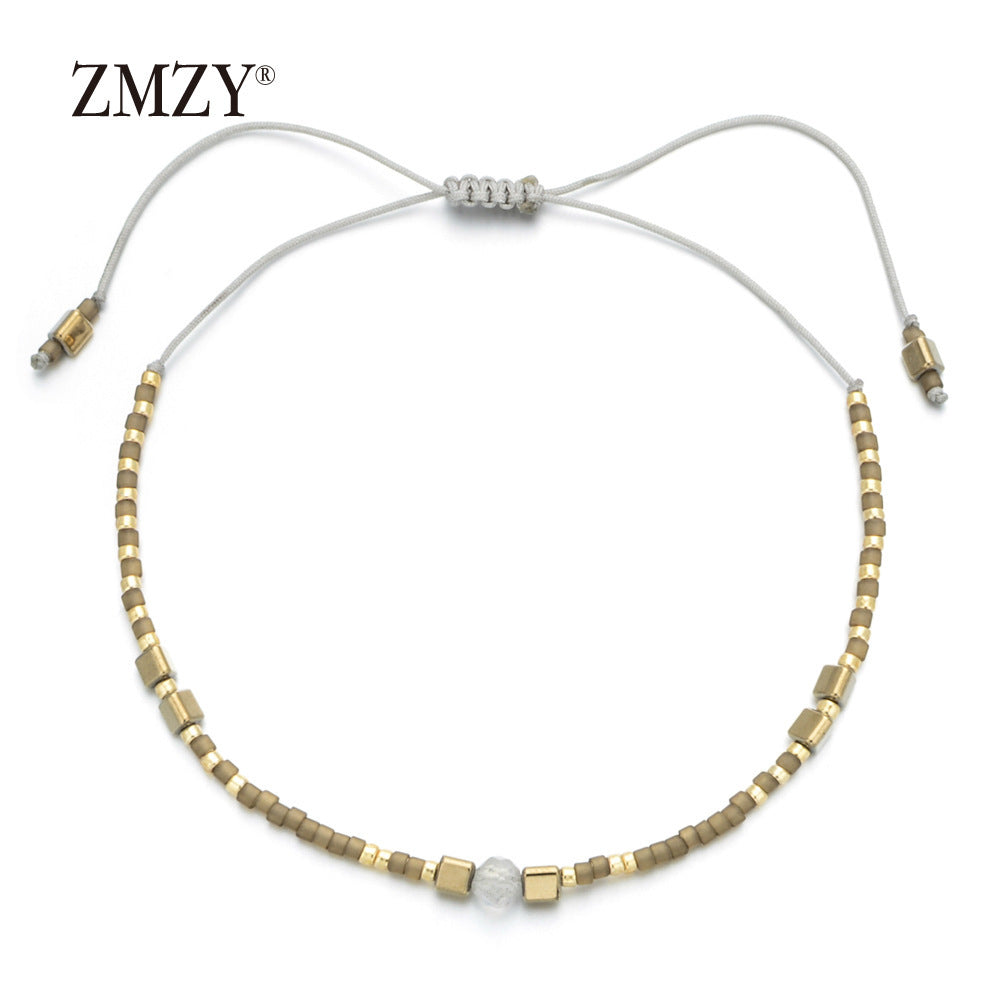 Wholesale Glass Bead Boho Bracelet,  Women' s Adjustable Sliding Beaded Jewelry,  Handmade Fashion Accessory