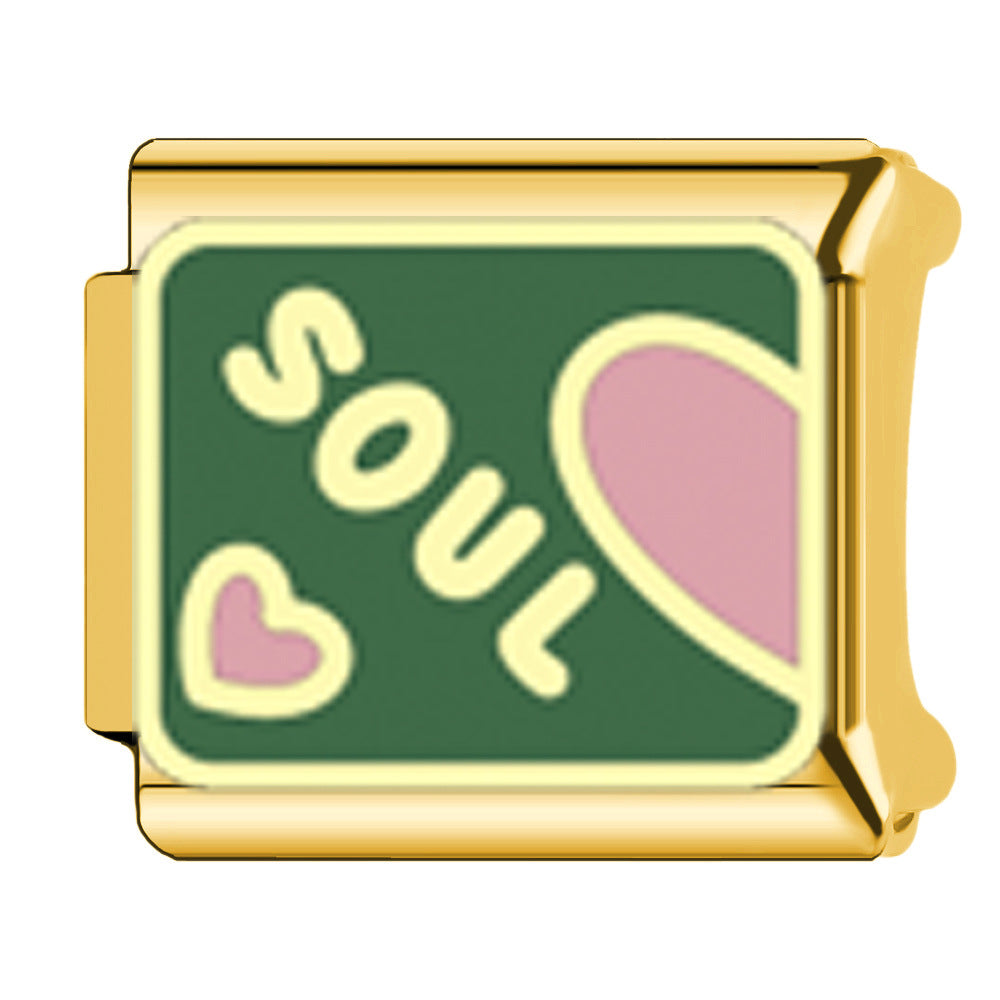 Wholesale   Italian Charm Bracelet 9mm DIY Heart-Shaped Welded Creative Stainless Steel Composable Bracelet