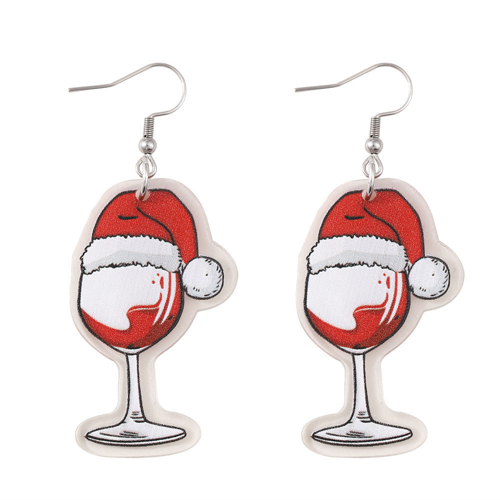 Wholesale Christmas Santa Hat Pendant Earrings Acrylic Earrings ACC-ES-ChuLian042
