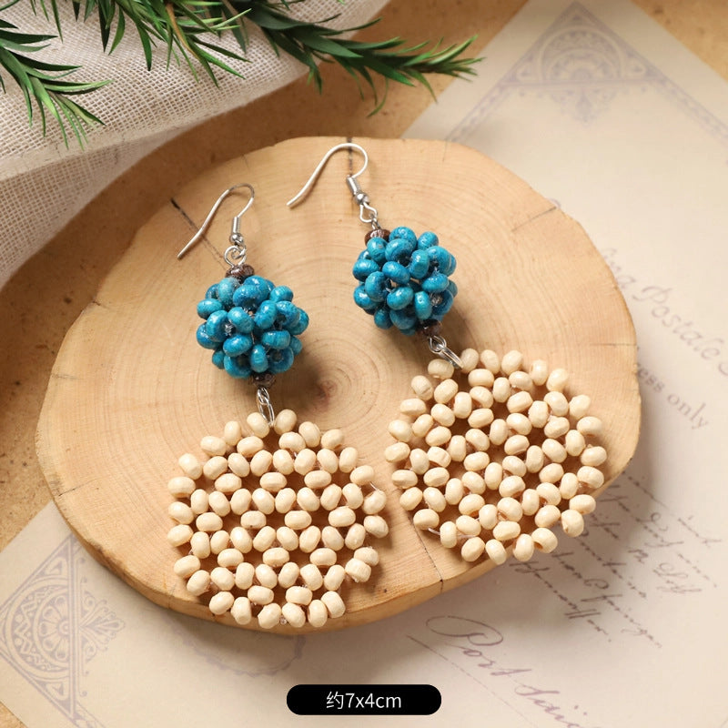 Wholesale Handmade Rattan Woven Bohemian Earrings