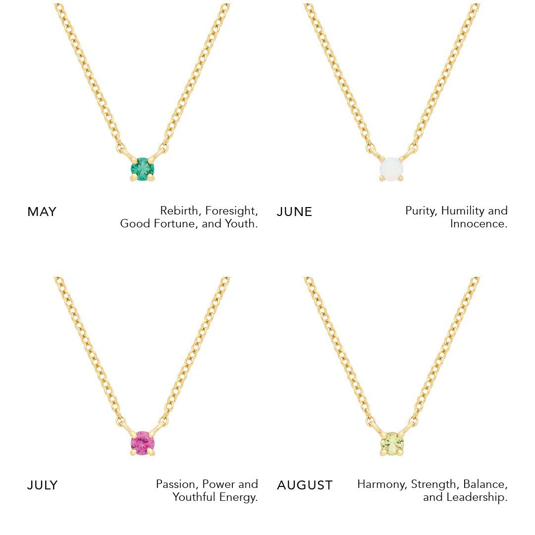 Wholesale Titanium steel birthstone 12 birthstone zircon necklace