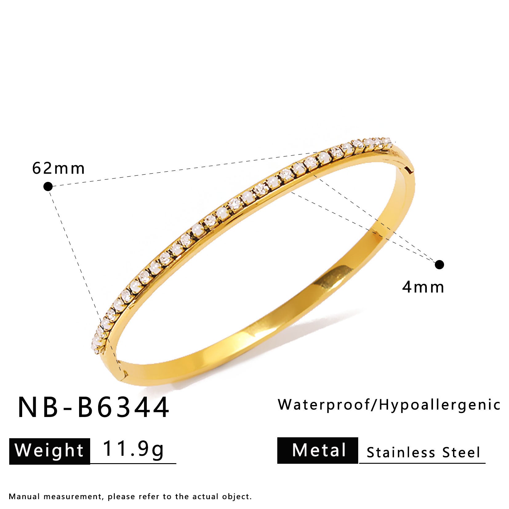 Wholesale Stainless Steel Electroplated Heart Zircon Bracelet Women' s Fashion Jewelry Accessory