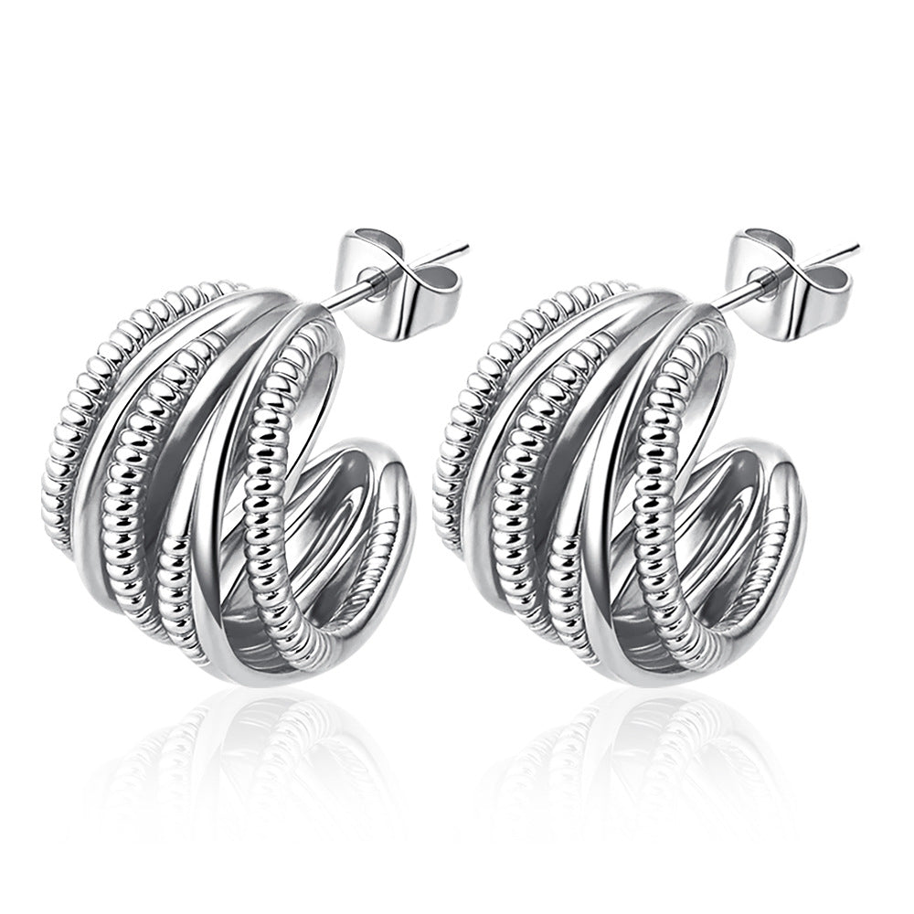 Wholesale Multi-Layered Titanium Steel Earrings European Retro Gold Electroplated for Women Boutique Resale