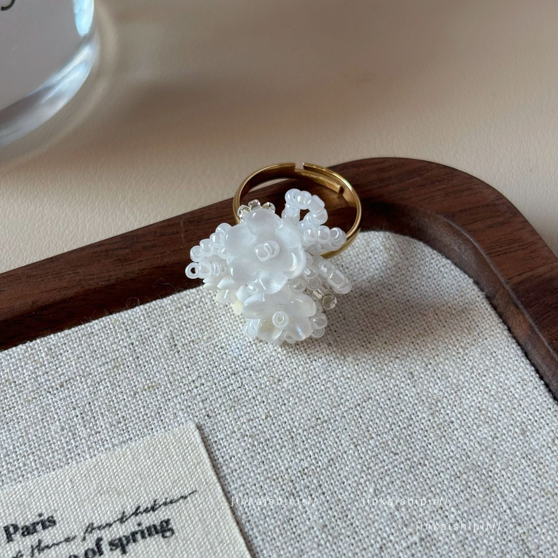 Wholesale Summer  Handmade Beaded Hydrangea Flower Ring
