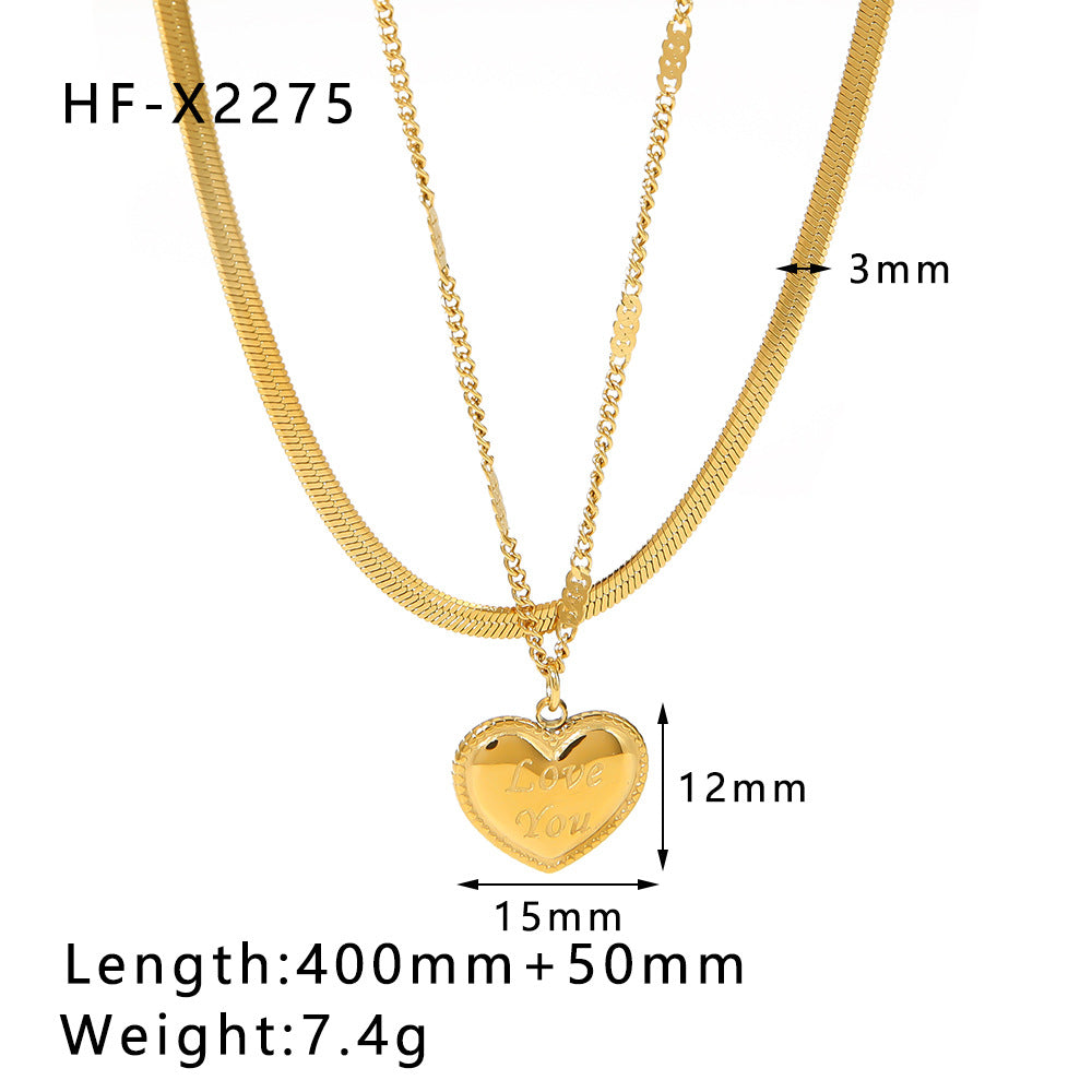 Wholesale Special Shaped Love Water Drop Pendant Zircon Lava Stainless Steel Necklace ACC-NE-Xiny004