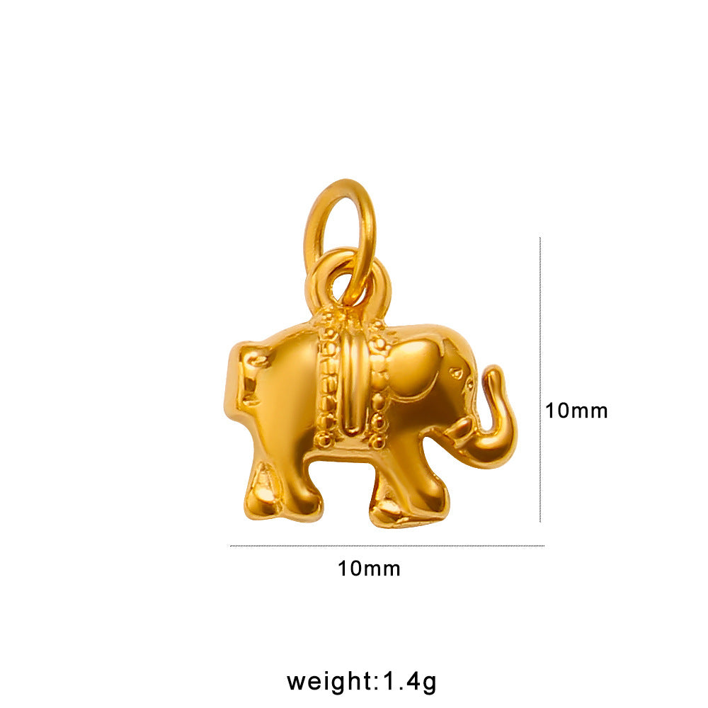 Wholesale Geometric Elephant Zircon Pendant Titanium Steel Gold Plated DIY Jewelry Accessory Fashion Charm For Party Gift And Boutique Resale
