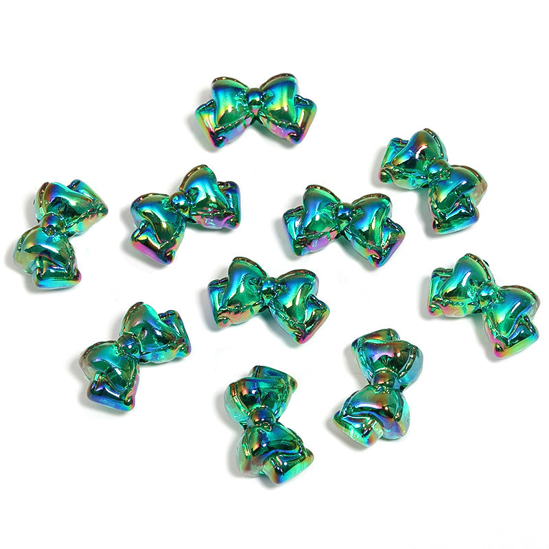 Wholesale 100pcs/pack UV plating transparent color bow Acrylic Beads DIY Bead Accessories