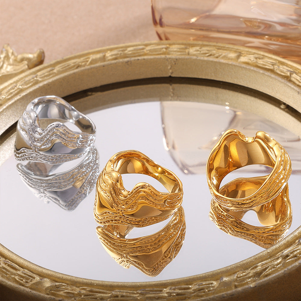 Wholesale  Simple Versatile High-End Rings Stainless Steel Minimalist Luxury Fashion Irregular Rings Jewelry