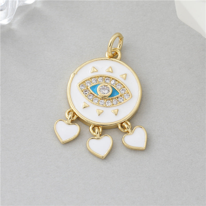 Wholesale Retro Round Evil Eye Pendant Copper Electroplated DIY Jewelry Accessory