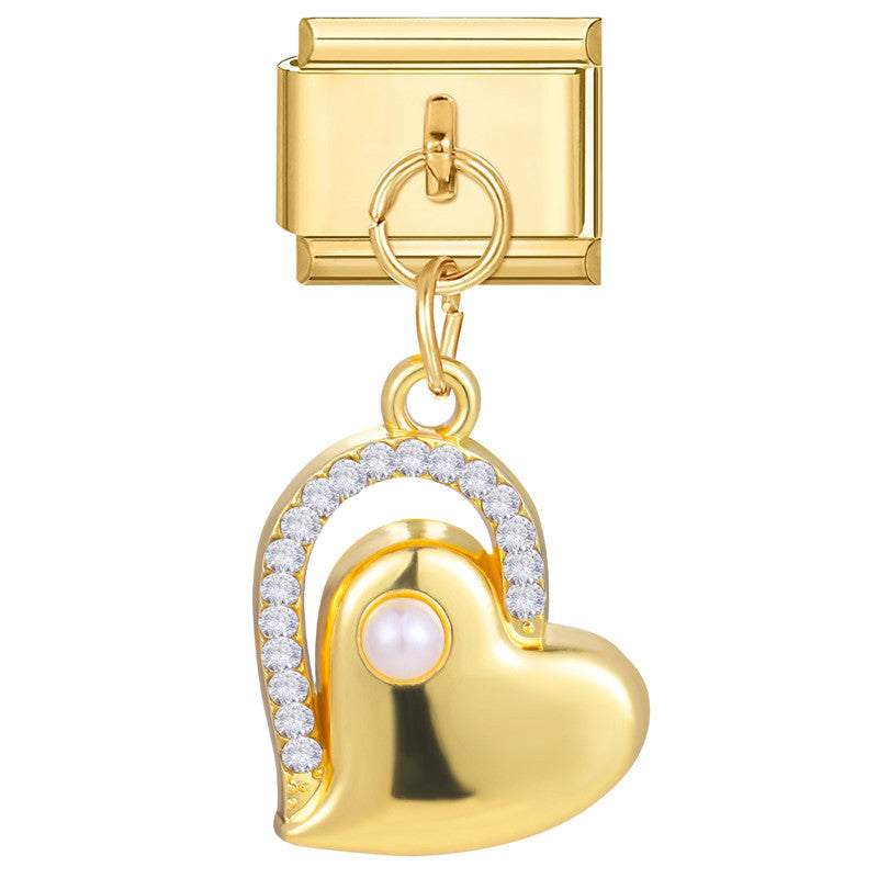 Wholesale Italian Charm Bracelet 9mm DIY Splicing Heart Pendant Titanium Steel Composable Bracelet