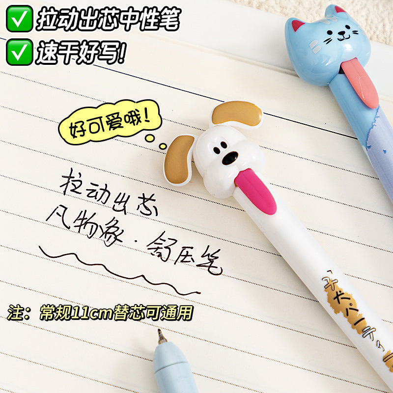 Wholesale creative kitten puppy tongue pull out the core pen quick-dry brush pen