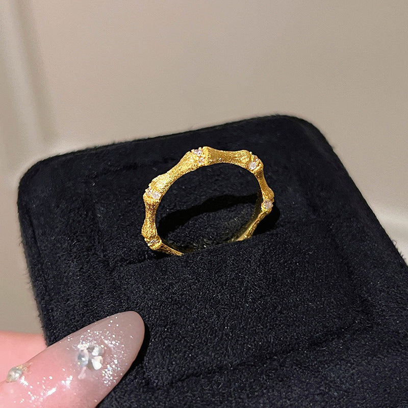 Wholesale S925 silver gold plated bamboo handmade ring