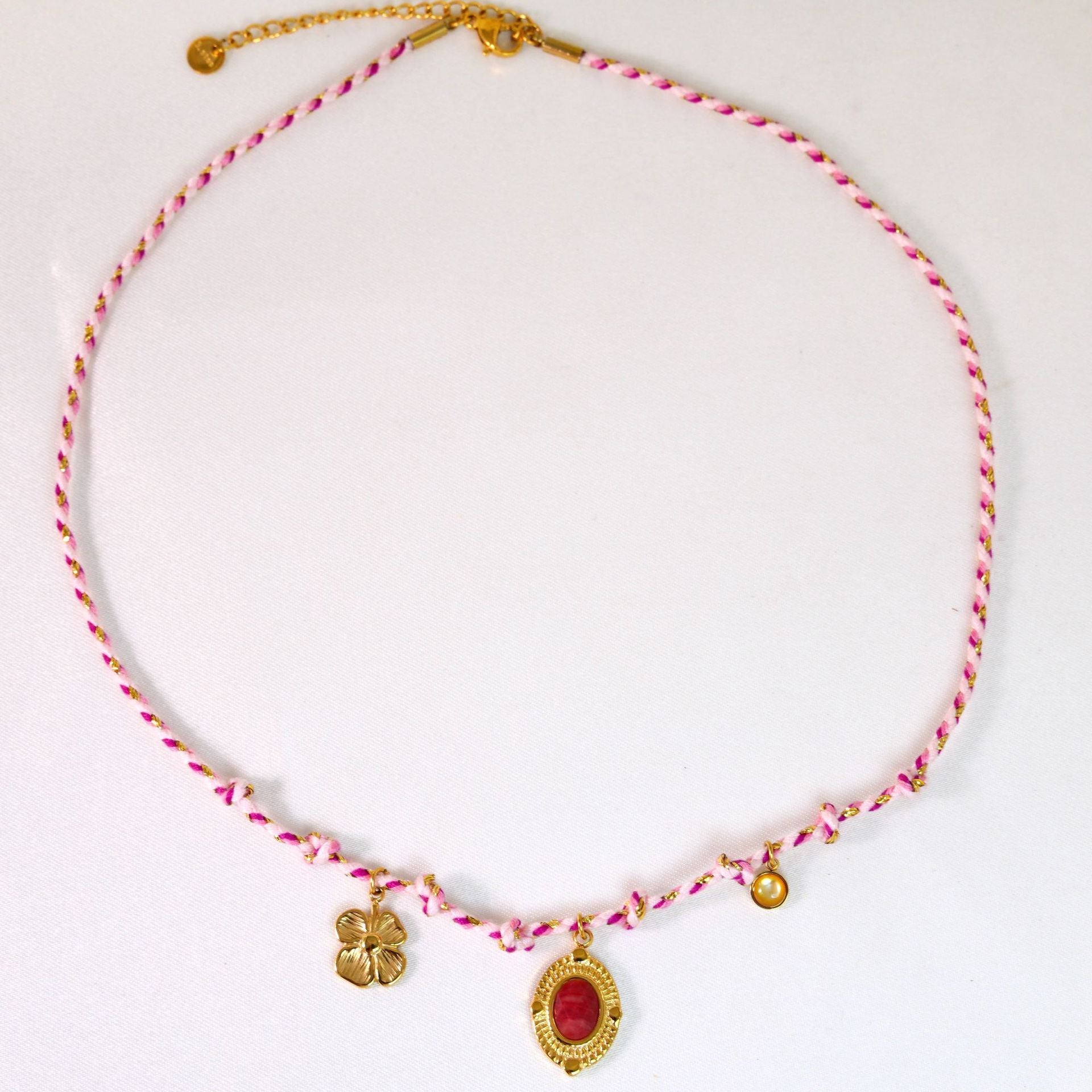 Wholesale Handmade Colorful Rope-Braided Titanium Steel Necklace with Multi-Pendant and Natural Stone,  Boutique Resale Jewelry Accessory