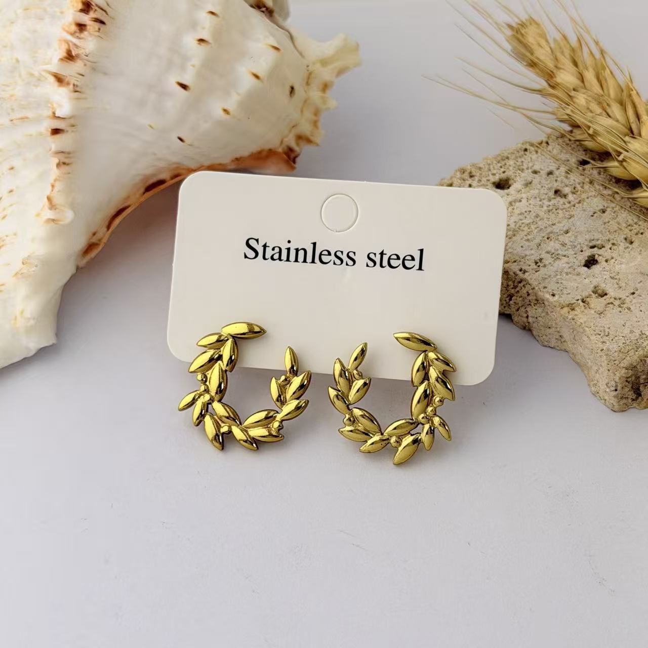 Wholesale Geometric Pleated Earrings 304 Stainless Steel Fashion Jewelry for Women