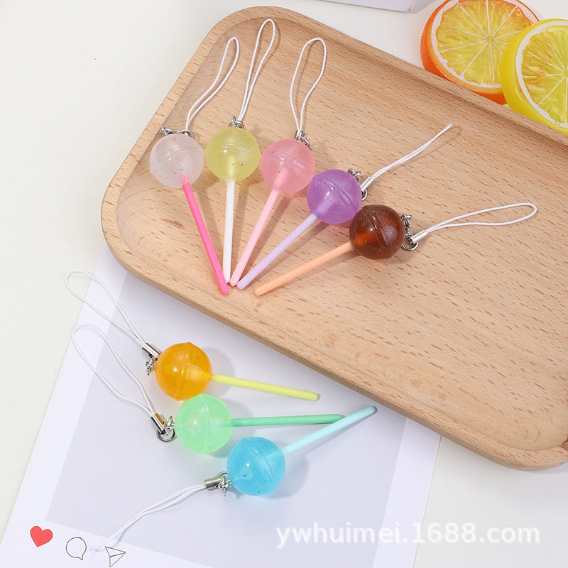 Wholesale Luminous Lollipop Candy Phone Chain Keychain