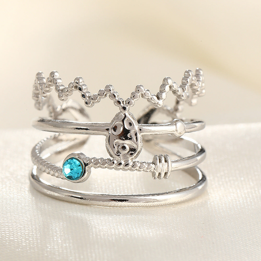 Wholesale Line Ring Micro-Inlaid Zirconia Stainless Steel Open Rings  ACC-RS-TaiMei005