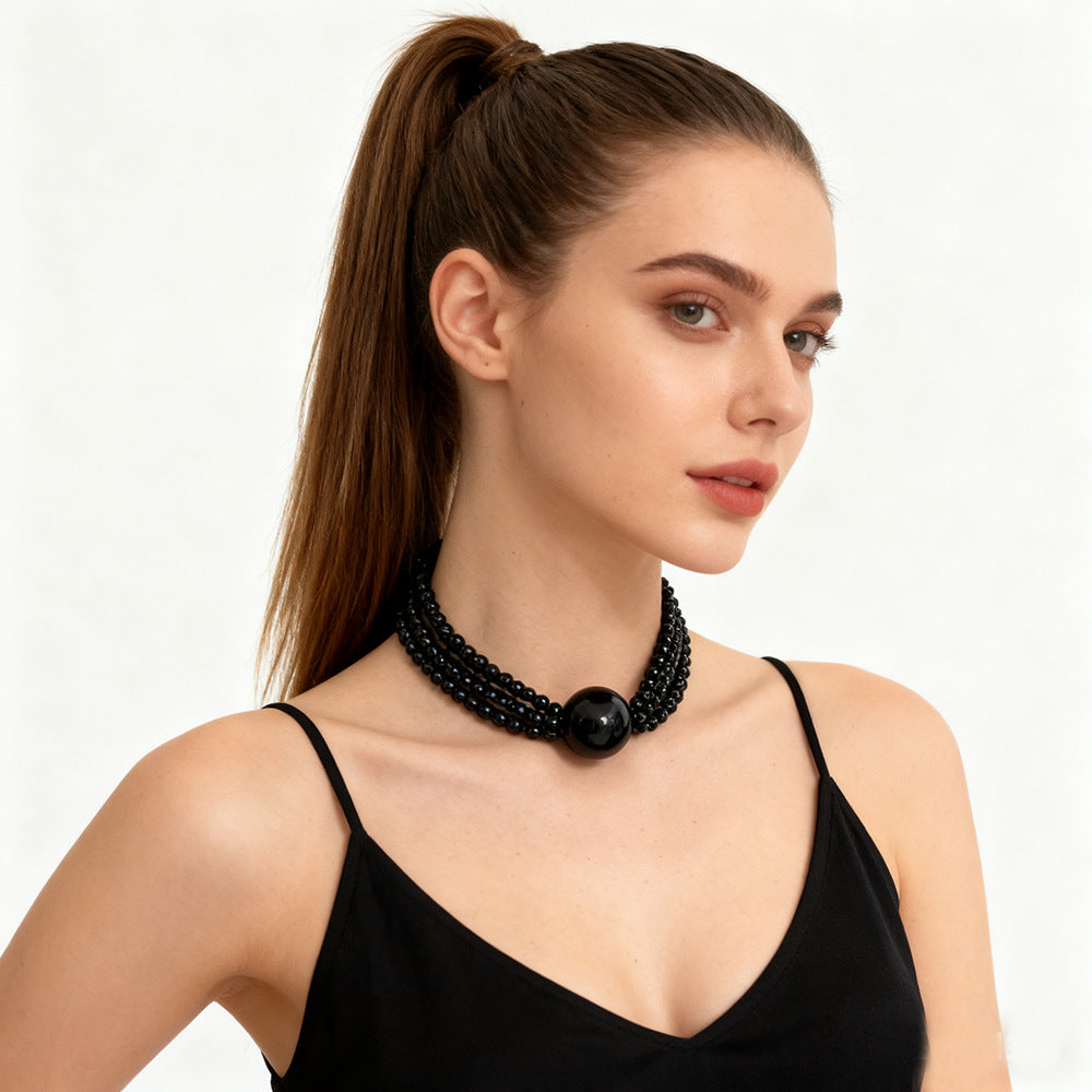 Wholesale Imitation Pearl Layering Choker Necklace White Large Bead Trendy Boutique Resale Jewelry Accessory