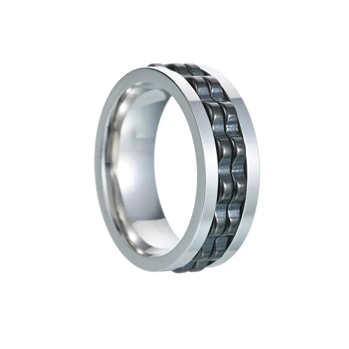Wholesale Stainless Steel Double-sided Rotating Gear Men's Ring ACC-RS-ZhongQi015