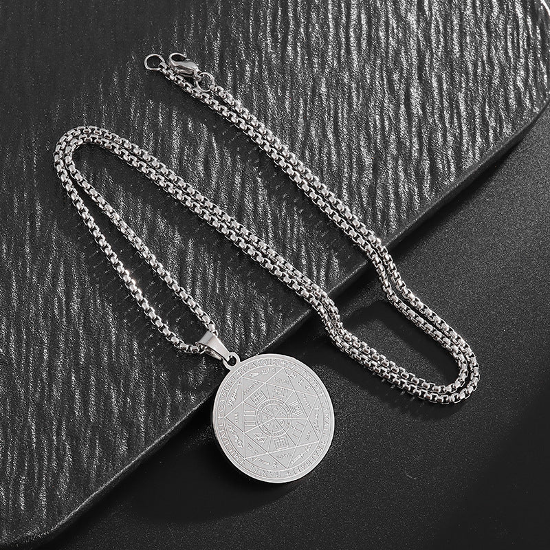 Wholesale stainless steel round brand necklace