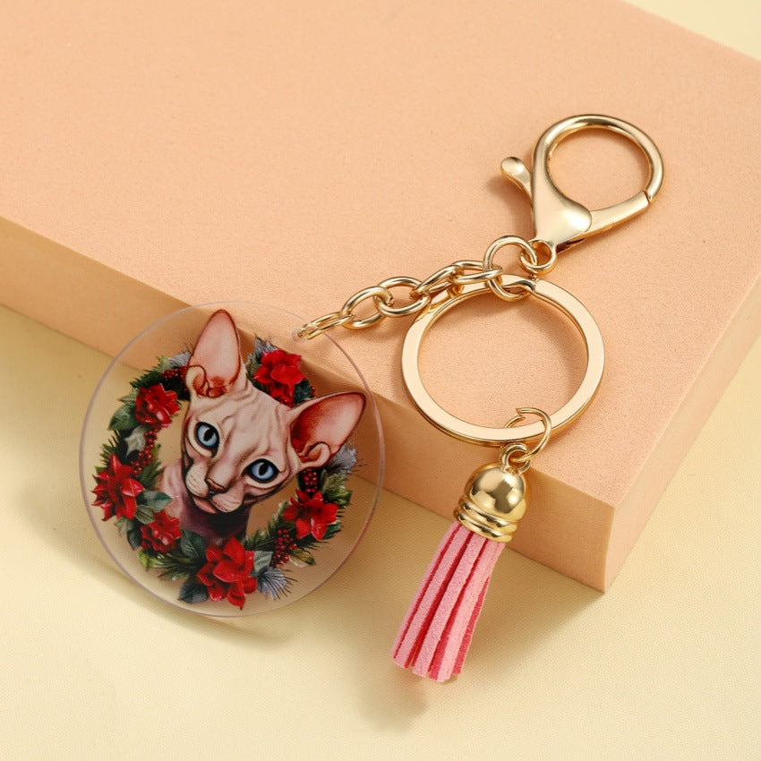 Wholesale 3D Printed Acrylic Cat Keychain ACC-KC-RongRui037