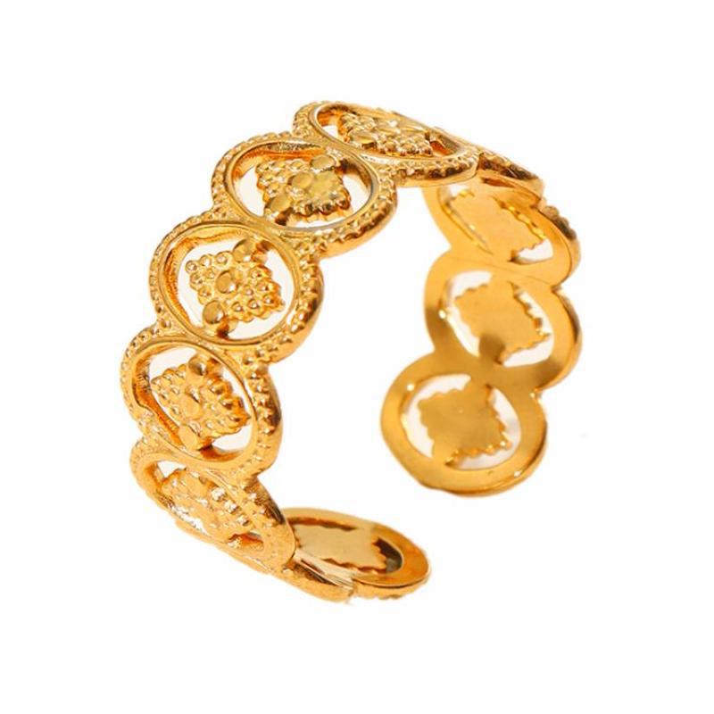 Wholesale Leaf Geometric Stainless Steel Rings 18k Gold Plated Rings ACC-RS-MuC013