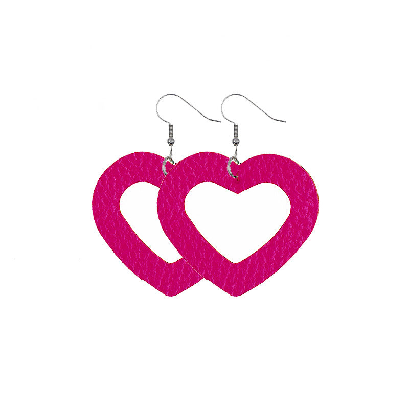 Wholesale Double Layer Love Pendant Leather Valentine's Day Earrings