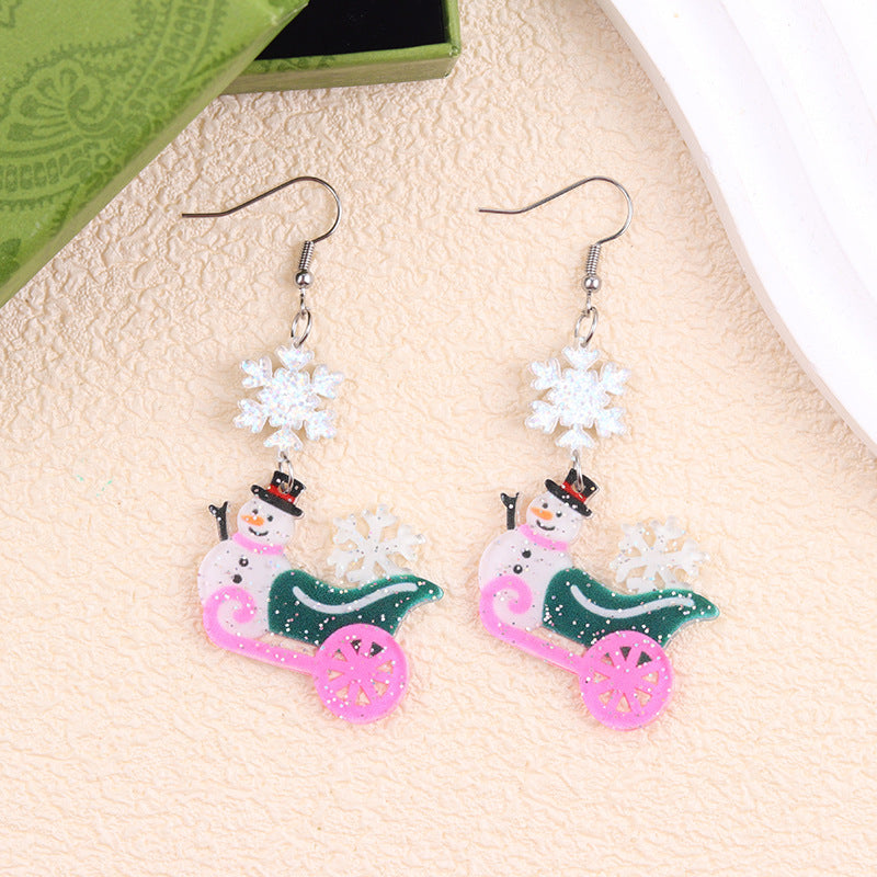Wholesale Christmas Multicolor Snowman Christmas Tree Acrylic Earrings