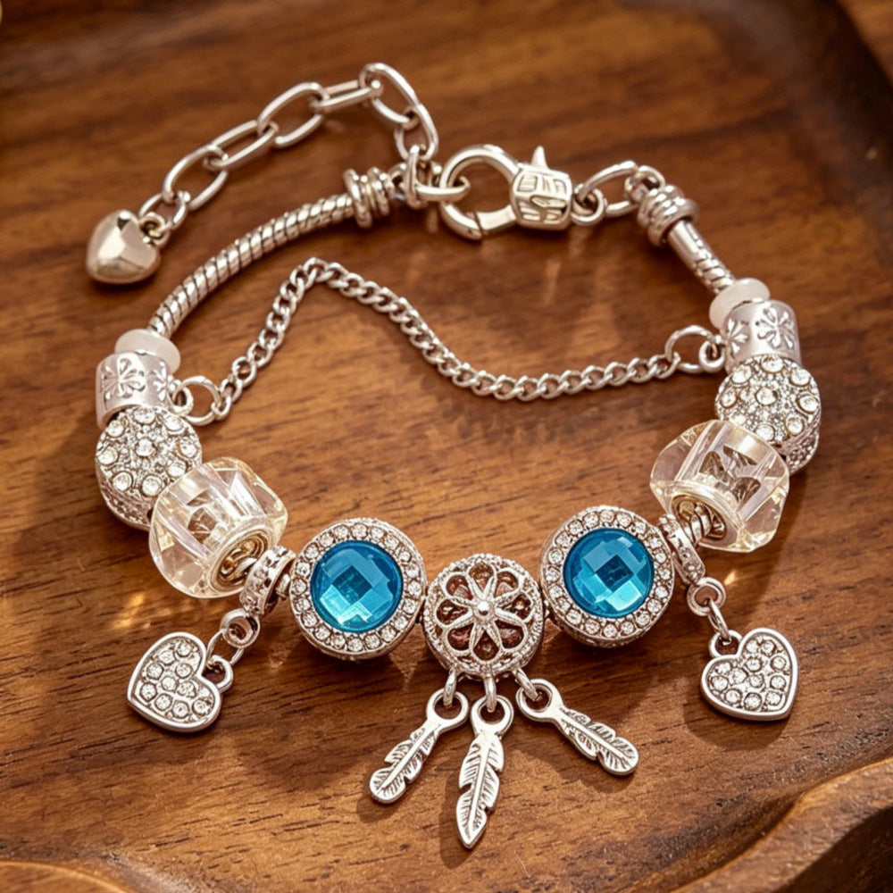 Wholesale Stainless Steel Sparkling Dreamcatcher Bead Bracelet Geometric Starry Design Women' s Fashion Accessory