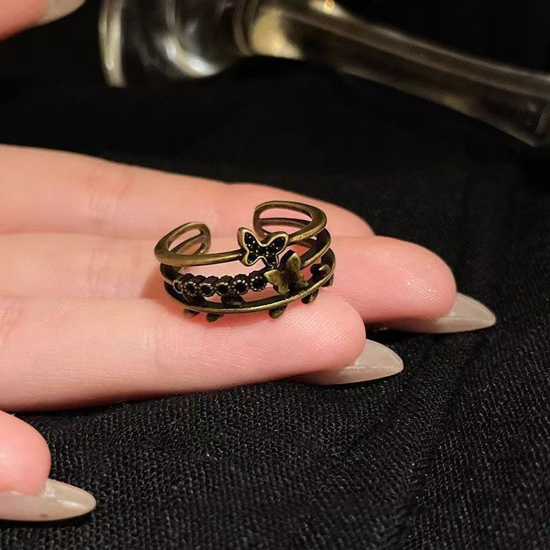 Wholesale Alloy Butterfly Sunflower Open Ring Retro Dark Style Women S Fashion Jewelry