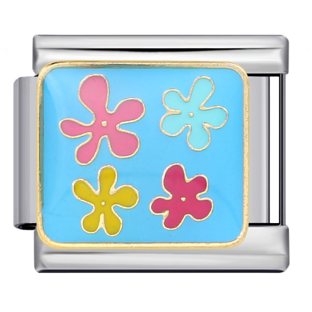 Großhandel 5pcs Italienisches Charmalme Armband 9mm DIY Spleißen Blumenkollektion Edelstahl mit komponierbarem Armband