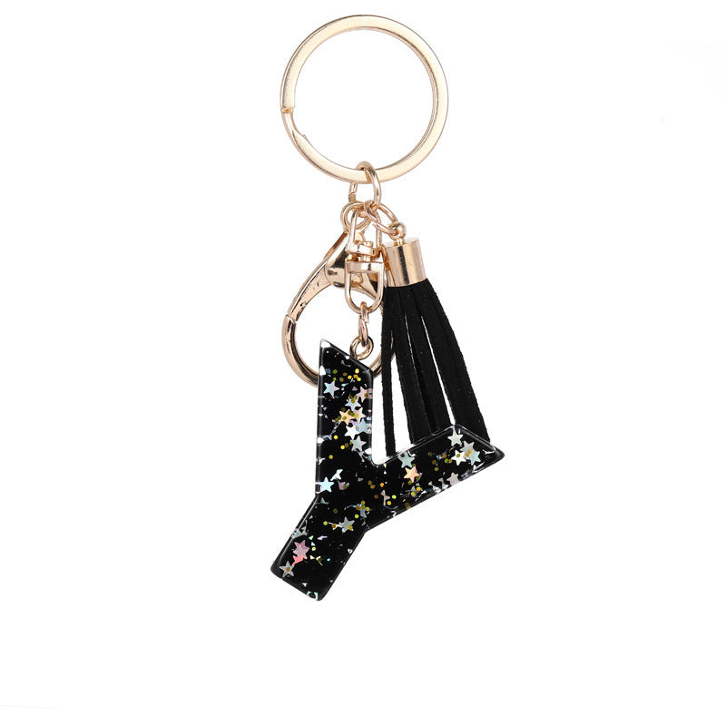 Wholesale  black resin keychain 26 English letter pendant keychain