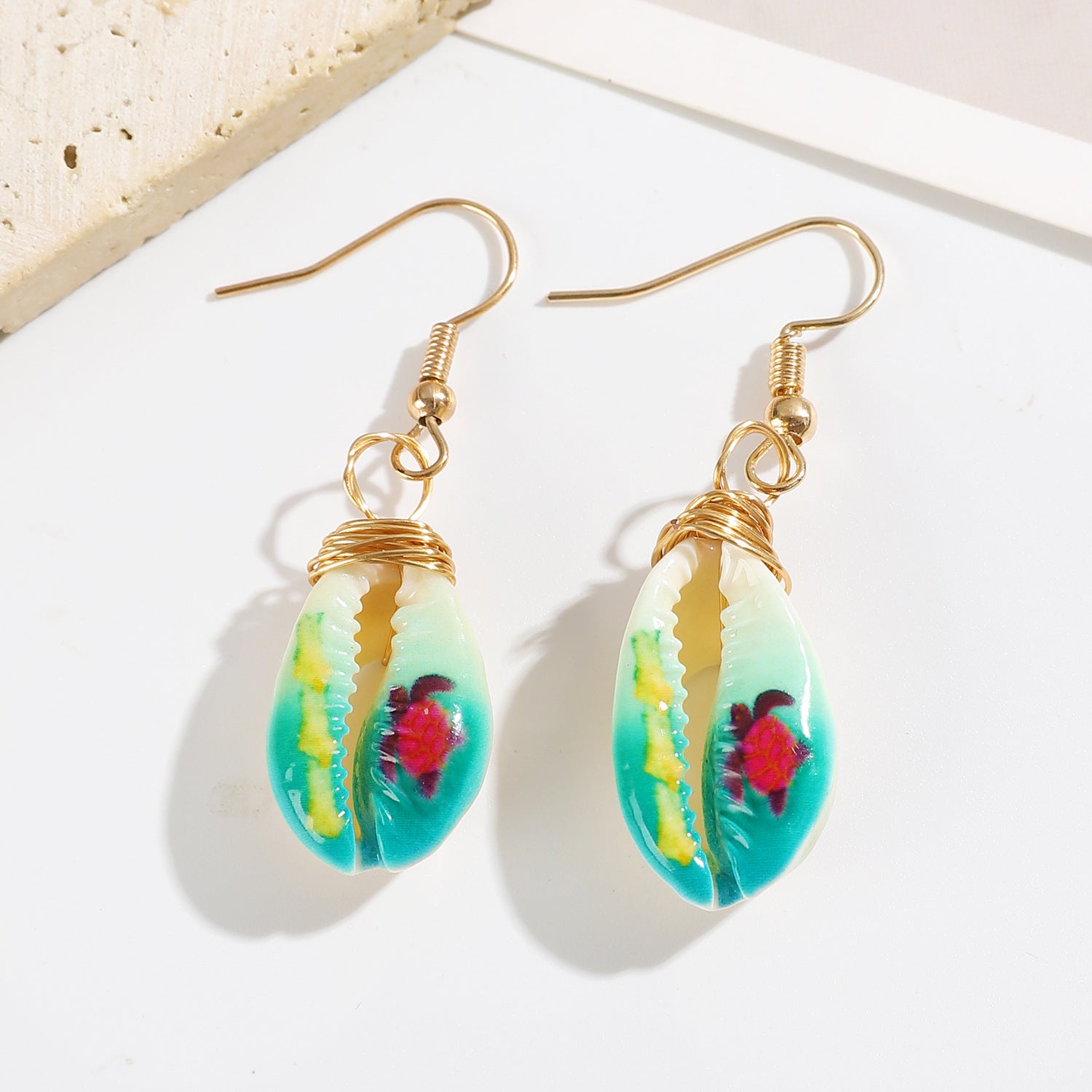 Wholesale Beach Style Printed Shell Earrings ACC-ES-MY017