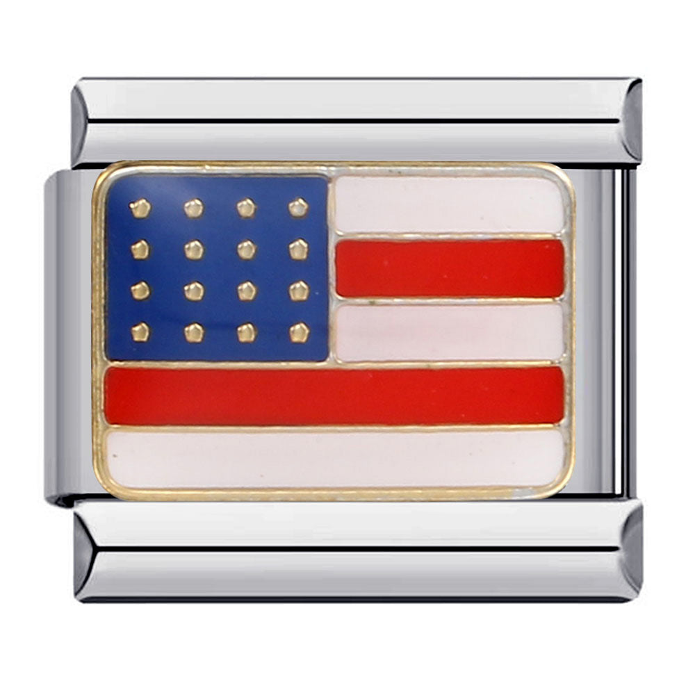 Wholesale Italian Charm Bracelet Flag Flag Stainless Steel Composable Bracelet