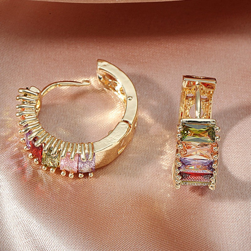 Wholesale Colorful Copper Inlaid Zircon Simple Banquet Party Earrings ACC-ES-JunJie007
